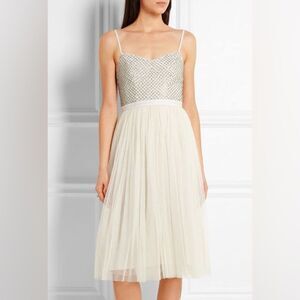 Gorgeous Needle & Thread Beaded Corset Tulle Fit and Flare Midi Dress